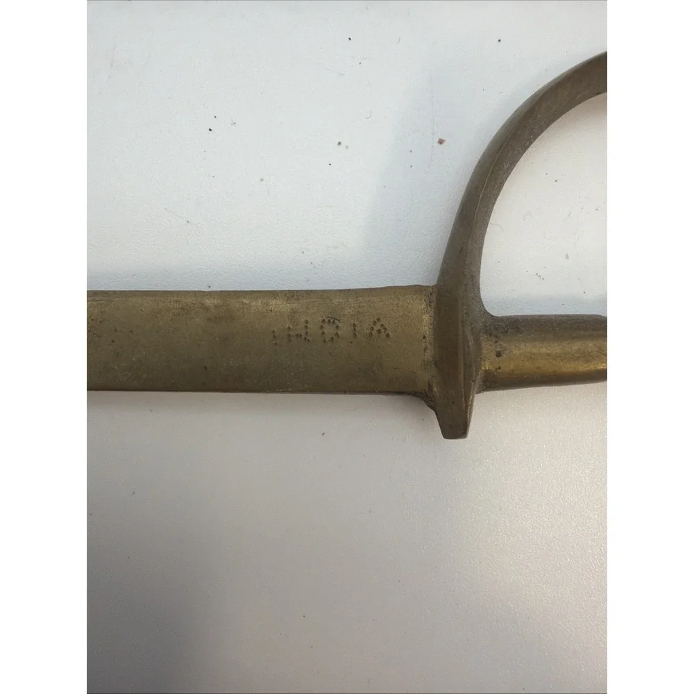 Vintage Solid Brass Etched Sword Letter Opener